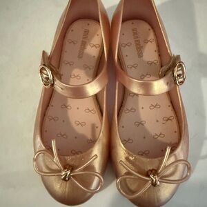 Mini Melissa Metallic Gold Bow Mary Janes
